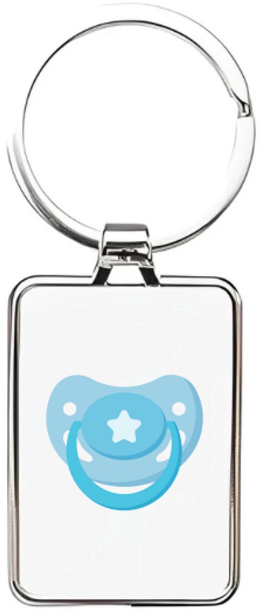 Hacebo® - speen sleutelhanger rechthoekig - Baby - Baby's - sleutelhangers - Cadeau - blauwe speen - rechthoekige sleutelhanger - 3 x 7.8 CM