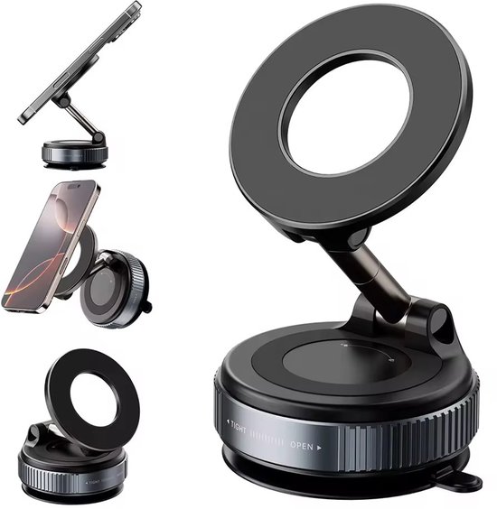 Support magnétique pour téléphone de voiture - Support magnétique pour tableau de bord 360° - Support de téléphone sous vide pour voiture - Avec ventouse - Pour voiture, salle de sport et maison - Supports de téléphone pour voiture