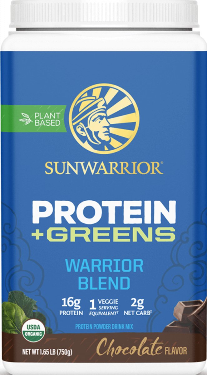 Sunwarrior Warrior Blend + Greens Organic (750g) Chocolate - Eiwitten - Veganistisch eiwit
