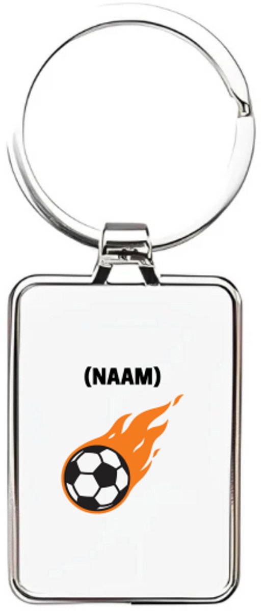 Hacebo® - Voetbal met eigen naam sleutelhanger rechthoekig - Voetbal - Voetballer - sleutelhangers - Sport - rechthoekige sleutelhanger - 3 x 7.8 CM