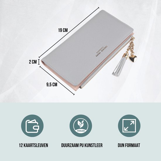 Portefeuille ZILOU® avec fermeture éclair - Elegant - Femme - Cuir artificiel - Grijs