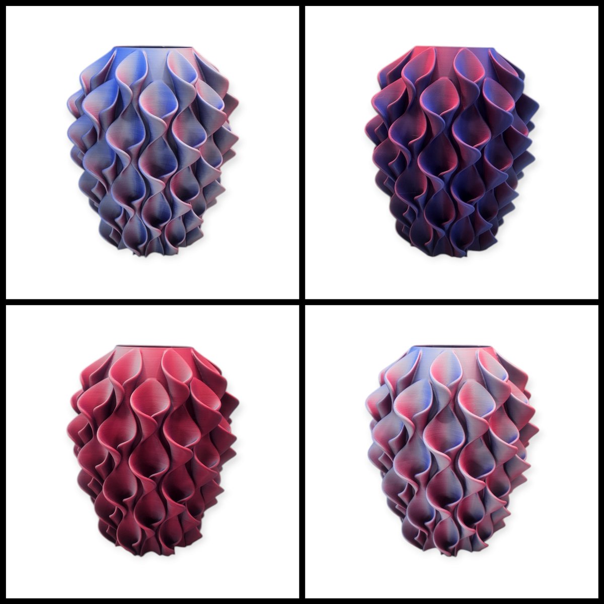 Layerzz trendy vaas Florea(25cm) - droogbloemen en zijdebloemen -uniek- meerkleurig mat- LIMITED EDITION Frosted Berry Blauw rood wit mat