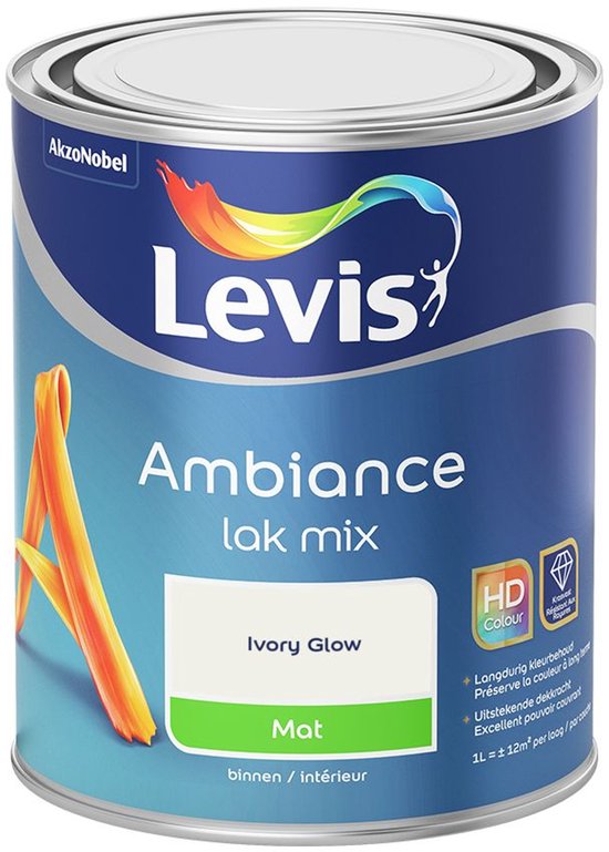 Boîte Levis Ambiance laque mate mix Ivory Glow. Couleur durable, excellente opacité. Intérieur.
