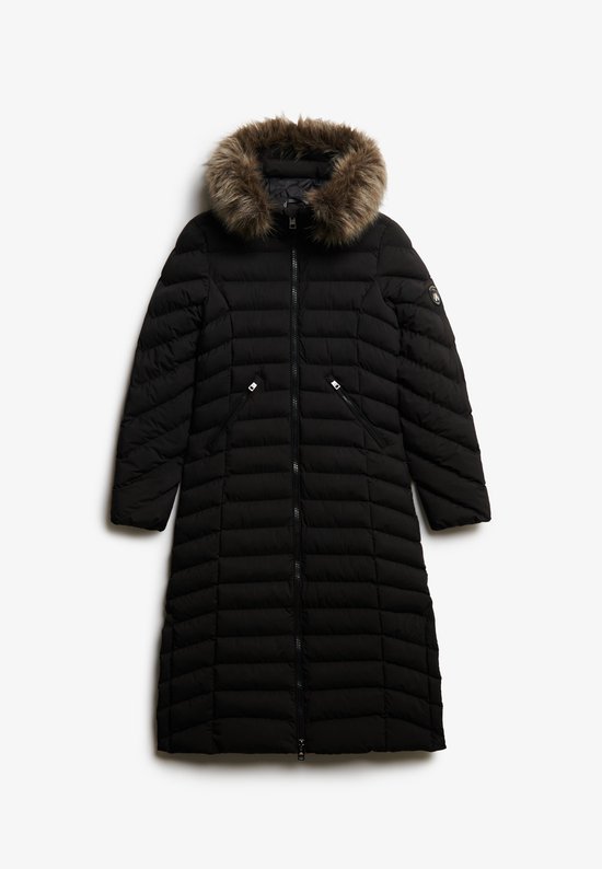 Superdry - Fuji Lange Jas Met Bontkap - Dames - Gewatteerde jassen