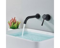 Mixer Lavabo Mural Rotatif à 360°Robinet Badkamer voor Bad en Lavabo Robinetterie Lavabo Ingebouwde Mural Design Moderne Zwart