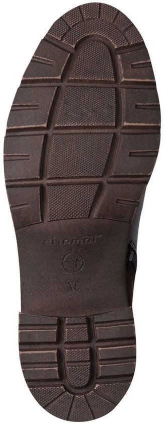 Onderkant van de Tamaris enkellaars met een bruin profiel voor goede grip.