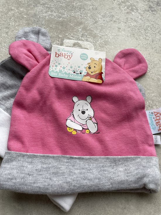 Maminobaby.nl - Baby Geschenkset meisjes - 2-delige Disney Winnie the pooh muts - Handgemaakte gehaakte Babyslofjes - Kraamcadeau - Babyshower van Maminobaby.nl — afbeelding 2