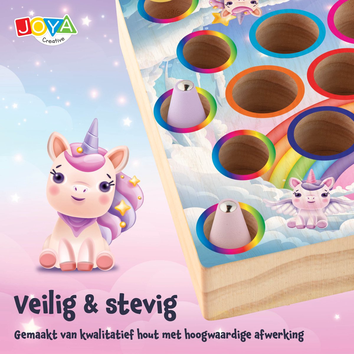 Unicorn Montessori Bord - 2in1 Visspel - Vormen & Visspel - Magneet spel – Houten speelgoed – Sensorisch – Sorteerspel – Activiteitenbord – Peuter Speelgoed – Jongens – Meisjes – Kind – 3 jaar – 4 jaar – 5 jaar – 6 jaar - Joya Creative — afbeelding 7