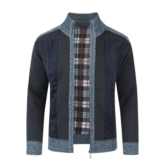 Veste à col pour homme Allthemen - Pull tricoté à blocs de couleurs - XXL