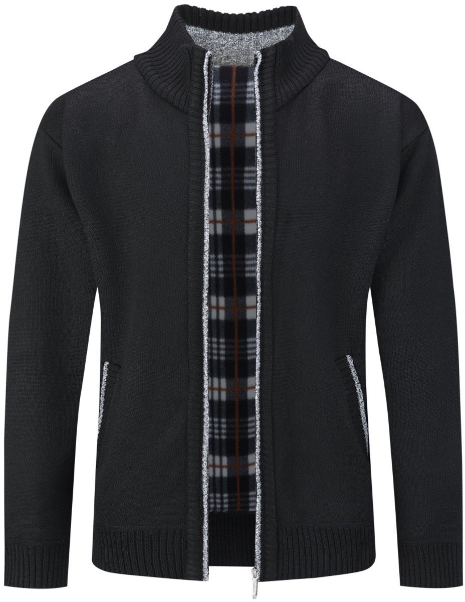 ALLTHEMEN Heren Opstaande Kraag Cardigan - Rits Warme Effen Trui - L
