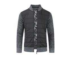 Allthemen Heren Cardigan met Opstaande Kraag - Color Block Trui met Ritssluiting - 3XL