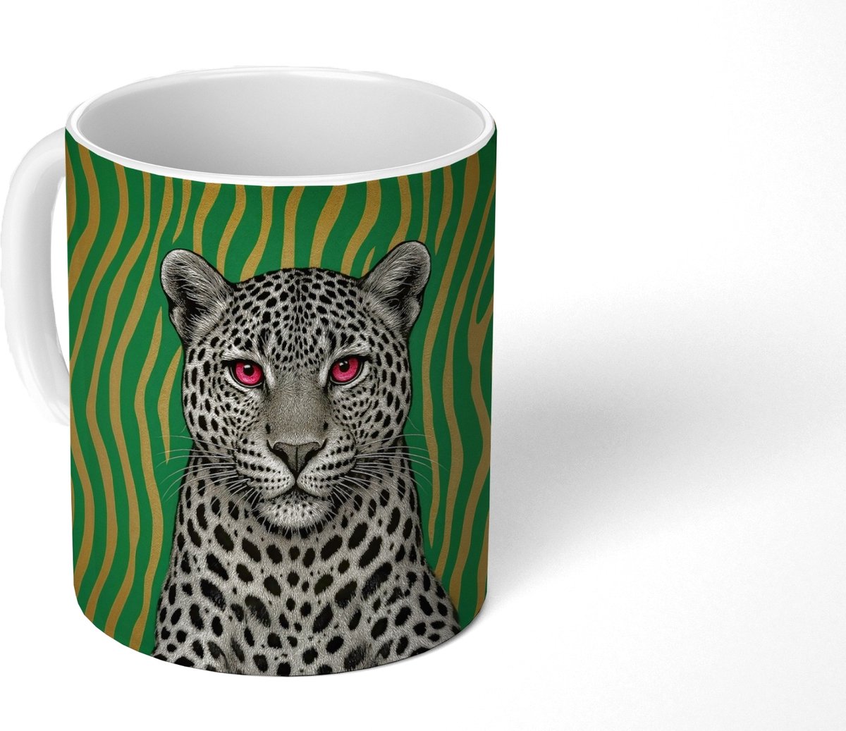 Mok - Koffiemok - Panter - Zebrapatroon - Groen - Mokken - 350 ML - Beker - Koffiemokken - Theemok