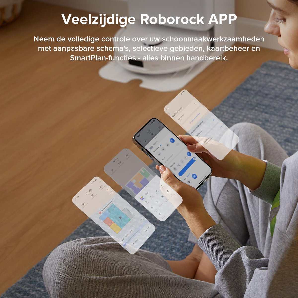 Roborock QV 35A robotstofzuiger - 8000Pa - met dweilfunctie - anti-verstrengeling - Dual Liftable Spinning Mops - Reactive Tech Obstacle Avoidance - Zelfreinigend - 2,7 L stofzak - 4 L watertank - Qrevo Plus/Qrevo upgrade — afbeelding 5