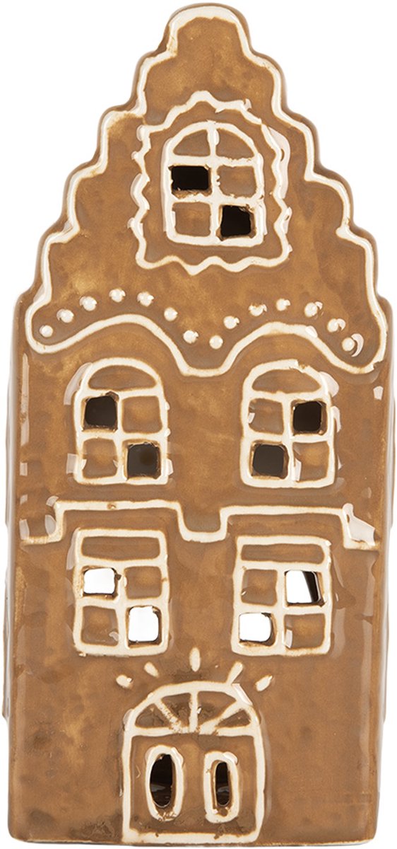 Waxinelichthouder Huis 8x7x16 cm Bruin Keramiek