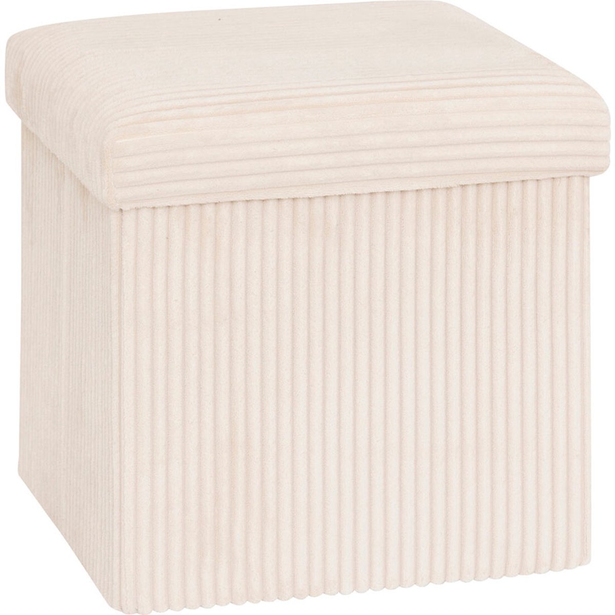 Corduroy Poef + Opbergbox Calie Wit
