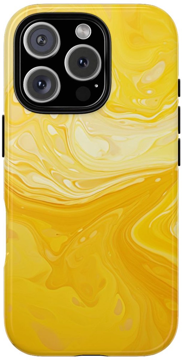 Gouden Gele Abstracte Krullen – Telefoonhoesje Geschikt voor iPhone 16 Pro