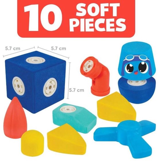 Blockaroo Robot Set - Magnetische Bouwblokken – Badspeelgoed - 10 Onderdelen – Zacht Bouw Speelgoed voor Peuters – Duurzaam en Veilig – vanaf 1,5 Jaar