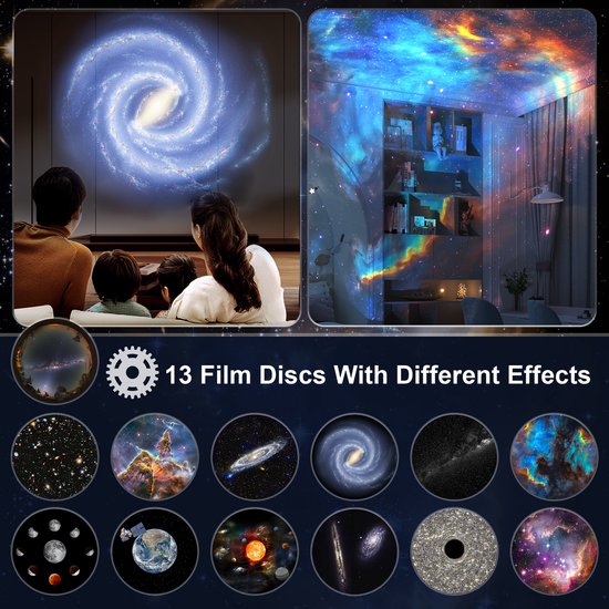 360° Nachtlamp Projector Hemel Ster met Zonnestelsel Maan Nevel Melkwegstelsel Kosmonaut Projector voor Kinderen Volwassenen-sfeerlamp- sfeerlamp slaapkamer-Sterren Projector - Galaxy Projector - Sterrenhemel - Sterrenhemel projector -Zwart van Merkloos — afbeelding 4