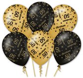 Q2P - Ballons Abraham - Zwart et or - Compatible hélium - Décoration 50e anniversaire - Lot de 6