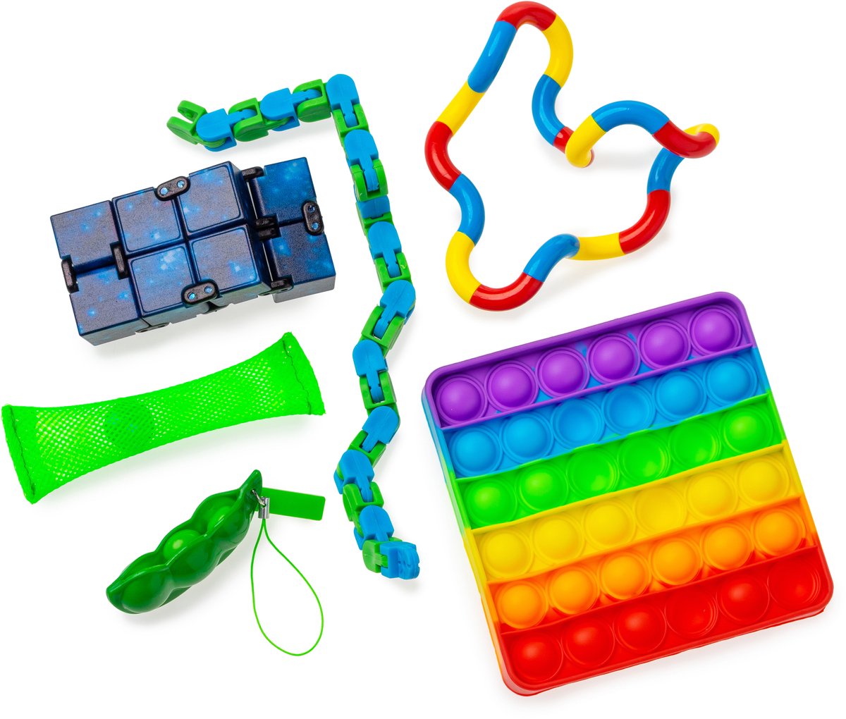 Fidget Toys Set – 6 Populaire Fidgets - Schoencadeautje - Noodpakket Sinterklaas - Stressverlichting & Speelplezier voor Jong en Oud