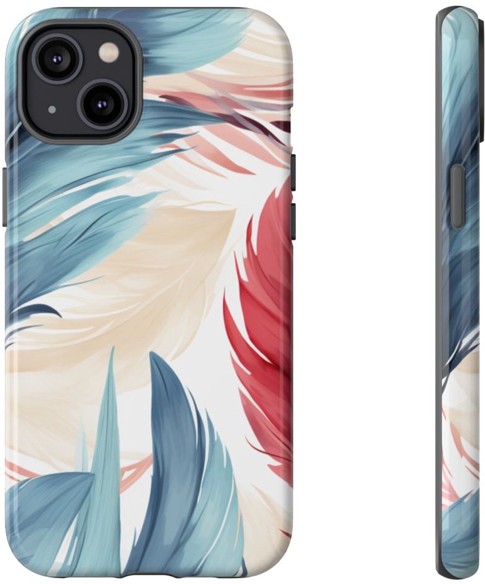 Blauw-Rood Verenpatroon – Telefoonhoesje Geschikt voor iPhone 14 Plus