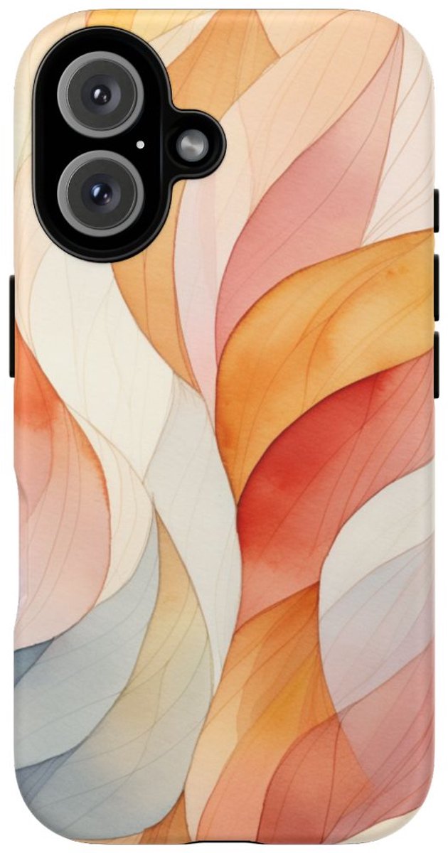 Aquarel Organisch Bladmotief in Herfstkleuren – Telefoonhoesje Geschikt voor iPhone 16