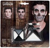 Schminkset vampier - Make-up kit met spons en applicator - Skelet schmink - Gezichtsschmink - Halloween - Zwart/wit - 4-delig