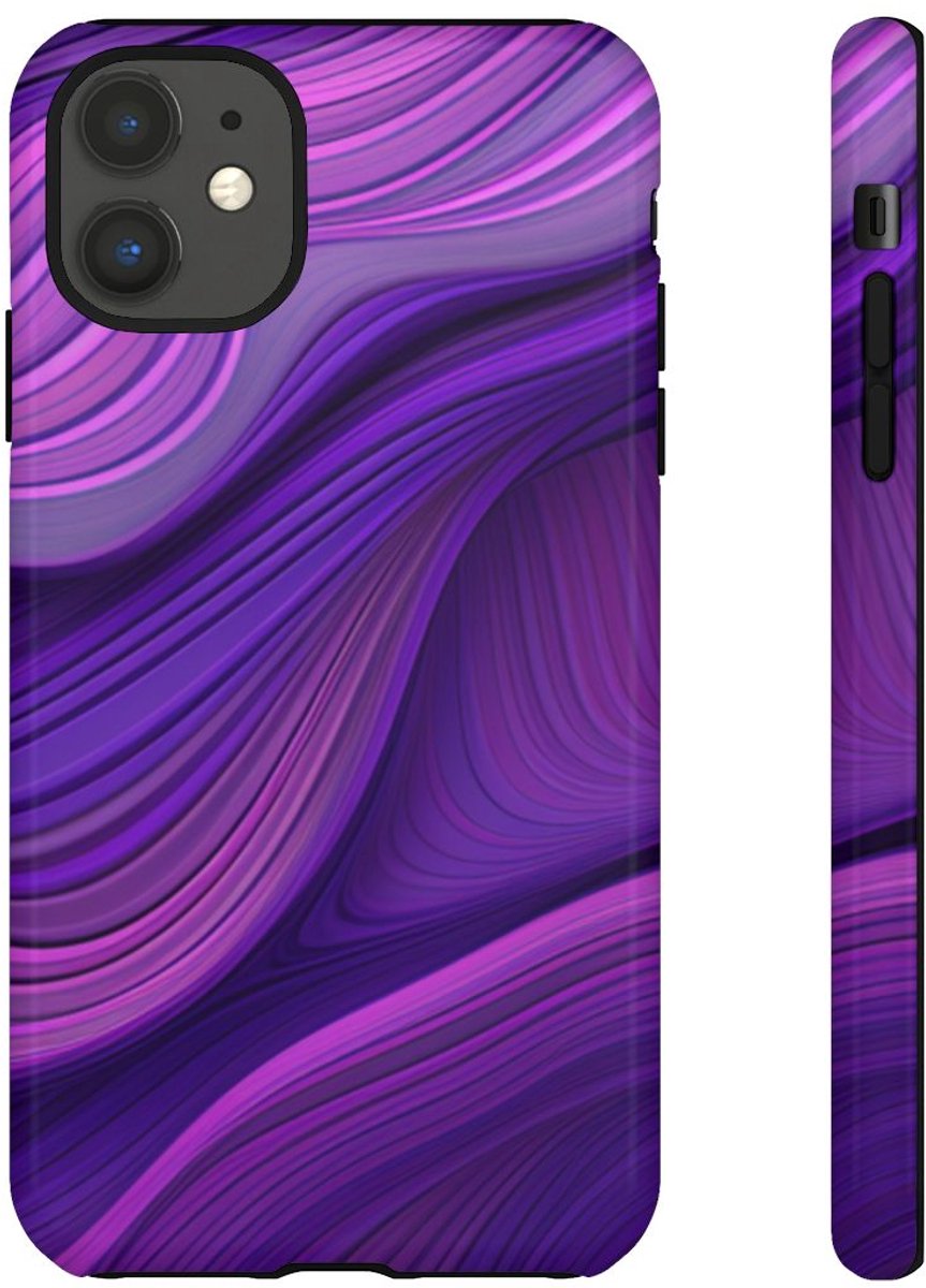 Paars Golvend Patroon – Telefoonhoesje Geschikt voor iPhone 11