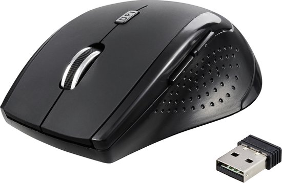 Renkforce RF-WM-210 Muis Radiografisch Optisch Zwart 6 Toetsen 1600 dpi Ergonomisch