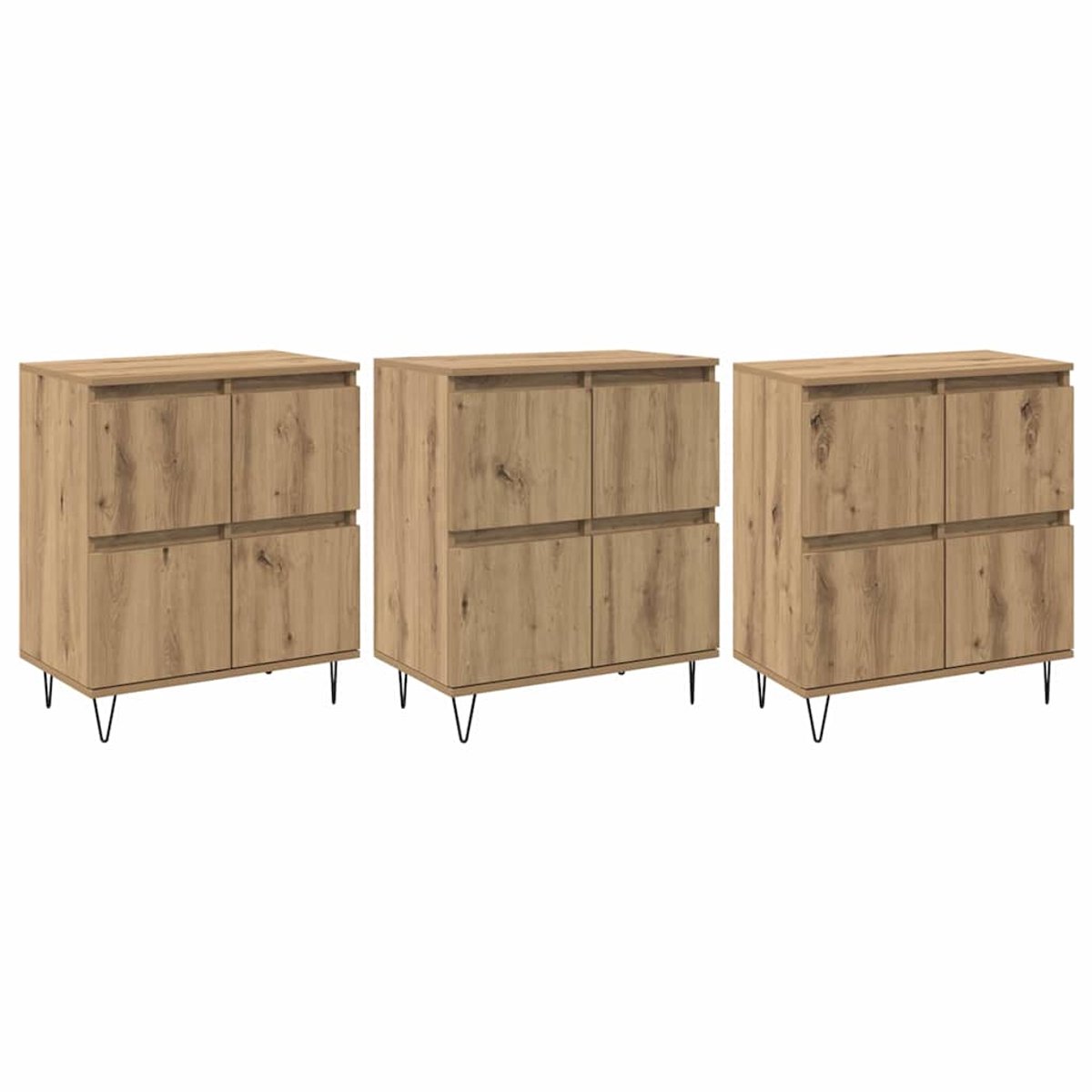 vidaXL - Dressoirs - 3 - st - Artisan - Eiken