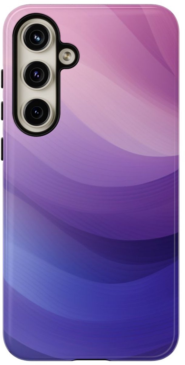 Paarse Gradient Abstracte Golven – Telefoonhoesje Geschikt voor Samsung Galaxy S24 Plus