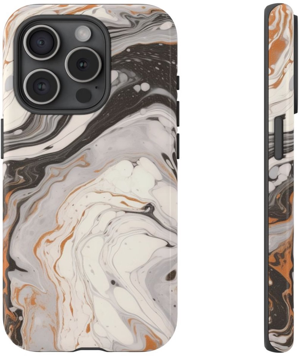 Marmer Swirl Abstract Patroon – Telefoonhoesje Geschikt voor iPhone 15 Pro