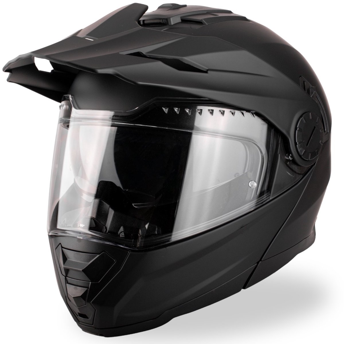 VINZ Prado Systeemhelm & Crosshelm met Zonnevizier - Enduro Helm Brommer, Scooter & Motor - XS-XXL - Mat Zwart - S