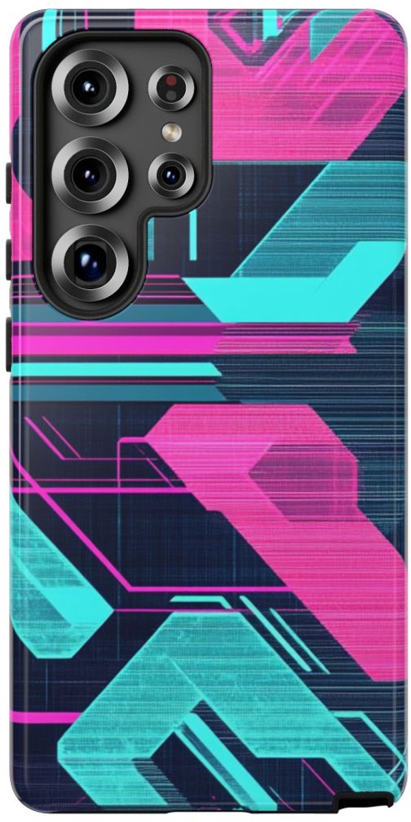 Fel Geometrisch Neonpatroon – Telefoonhoesje Geschikt voor Samsung Galaxy S25 Ultra
