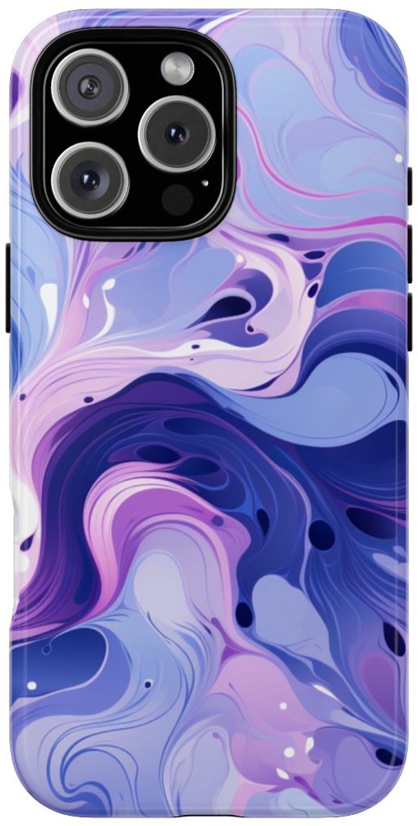 Paarse en Blauwe Abstracte Krullen – Telefoonhoesje Geschikt voor iPhone 16 Pro Max