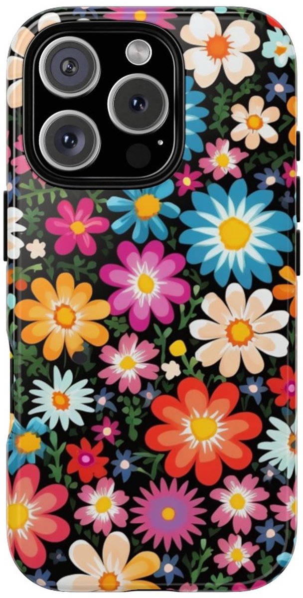 Kleurrijk Bloemenpatroon – Telefoonhoesje Geschikt voor iPhone 16 Pro