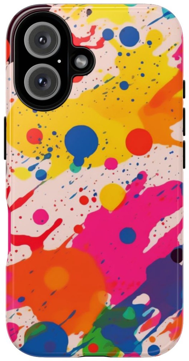 Kleurrijke Verfspatten Abstract Patroon – Telefoonhoesje Geschikt voor iPhone 16