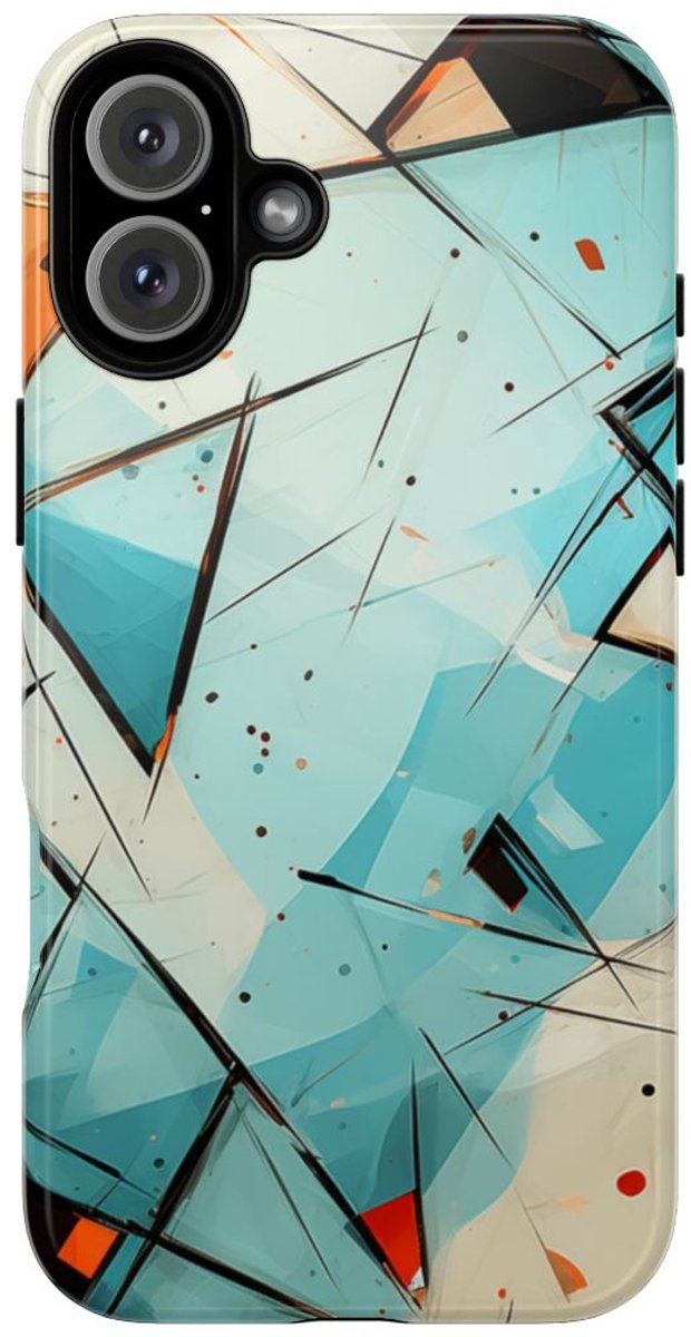 Blauw-Oranje Geometrische Abstracte Kunst – Telefoonhoesje Geschikt voor iPhone 16 Plus