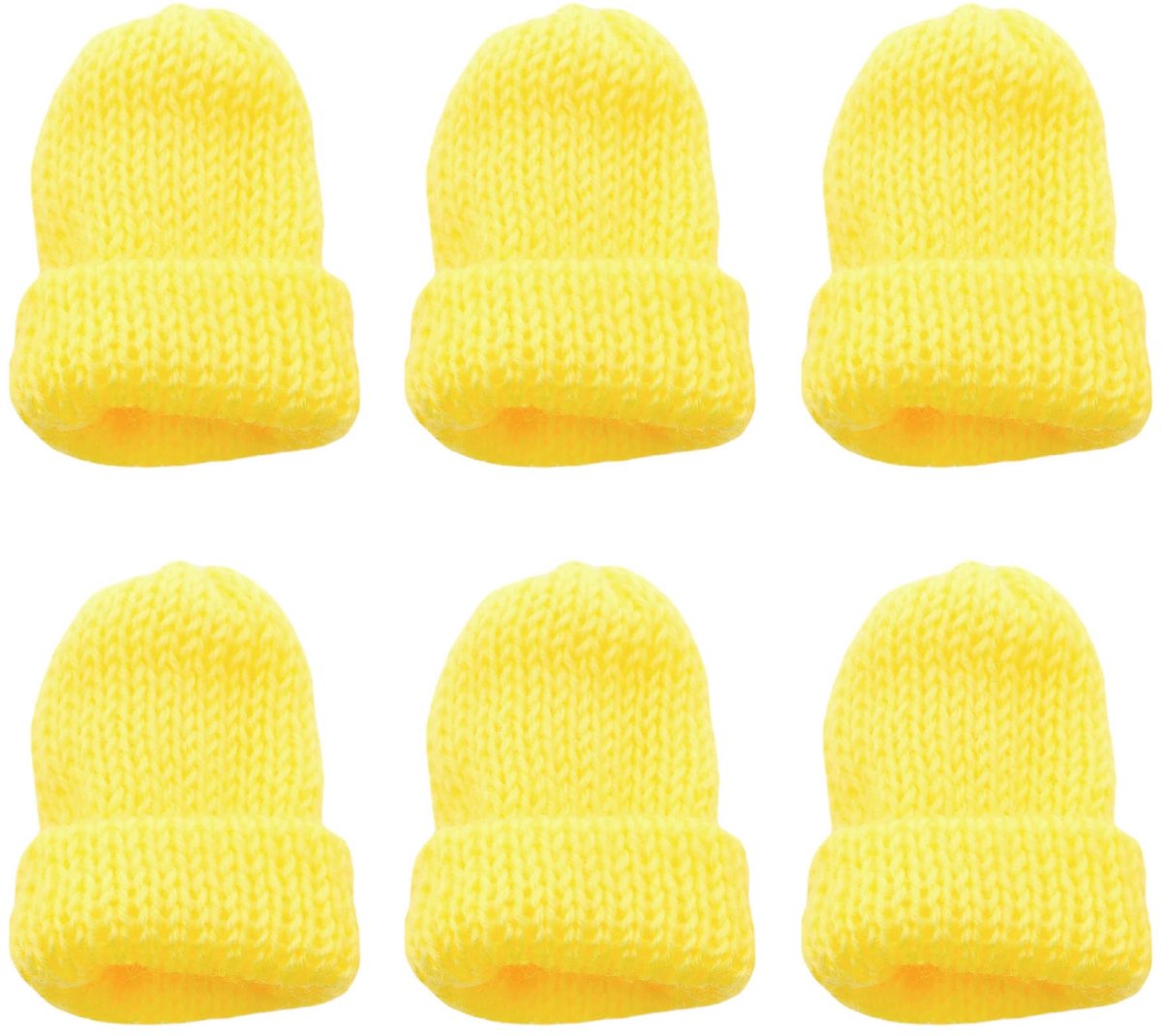 Set van 6 Gehaakte Eiwitwarmers - Mini Hoedjes in Geel - Perfect voor Ontbijt