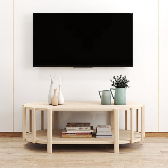 Calicosy Ovaal Salontafel Iris Kasjmier - Melamine Spaanplaat - 119 X 60 X 39,8 Cm - Moderne Woonkamer Tafel