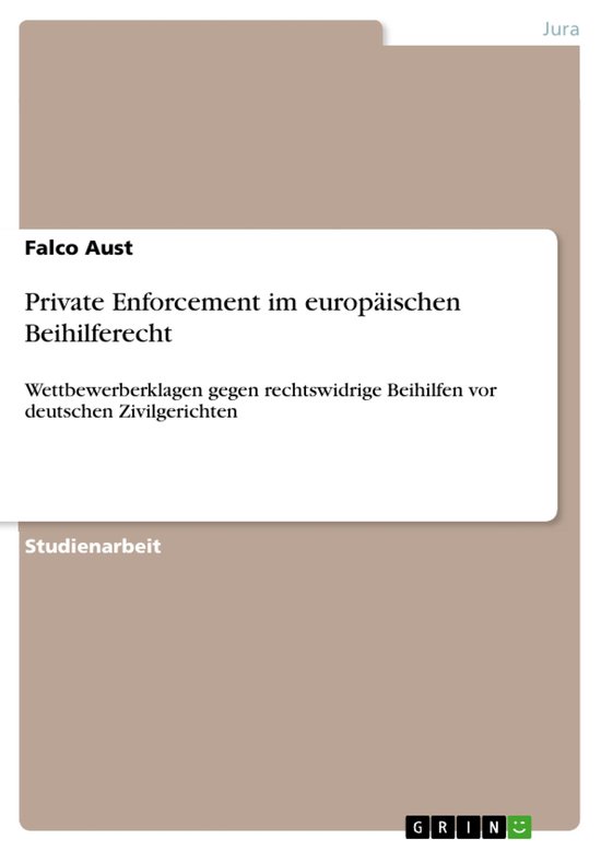 Private Enforcement im europäischen Beihilferecht - cover
