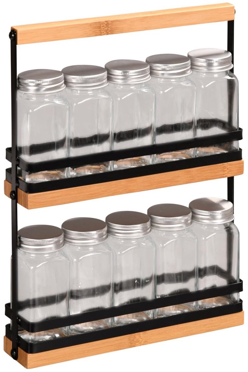 Ibenzoa® Stijlvol kruidenrek met tien lege potjes voor keukenorganisatie