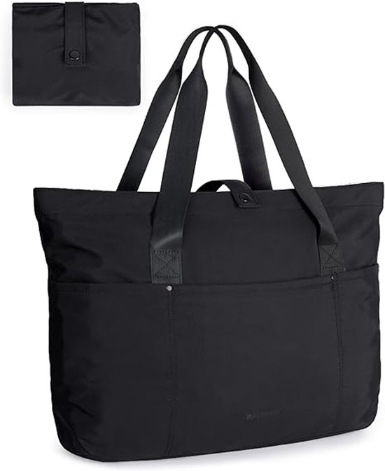 Sac à main femme - Sac de voyage pliable avec fermeture éclair - Grand cabas pour le travail et les Voyages - 42 x 15 x 30 cm - Blanc cassé - 1 pièce