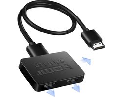 Ynkkvre - HDMI Splitter 1 in 2 Out Gelijktijdig 4K 60Hz - HDMI Verdeler voor 2 Monitoren, Alleen Spiegelmodus, Ondersteunt HDMI 2.0b, HDCP2.2, Automatische Schaling, Full HD 1080P 3D