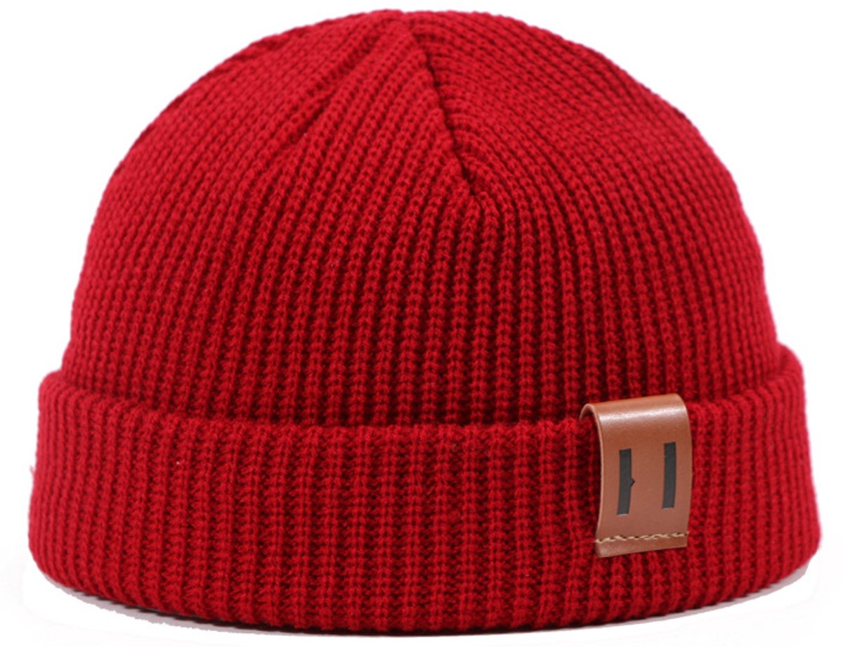 Kindermuts muts, warme en neutrale wintermuts voor dames en heren, gebreide muts met zachte elasticiteit, hoofdomtrek 55-60 cm,Rood