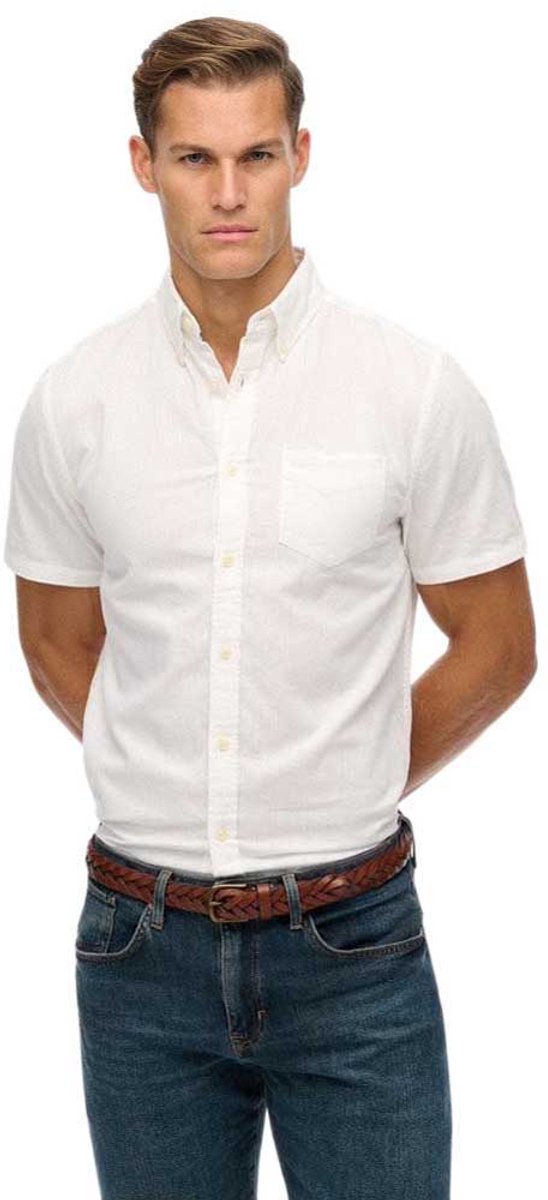 Superdry City Cotton Linen Overhemd Met Korte Mouwen M Man Wit