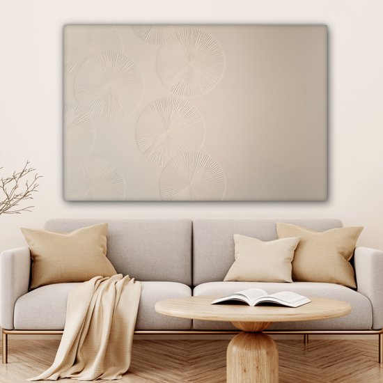 Peinture sur toile 120x80 cm - Décoration murale Japandi - Beige - Moderne - Décoration murale salon - Décoration chambre - Accessoires de chambre - Peintures sur toile