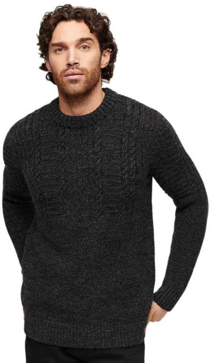Superdry Jacob kabeltrui Heren Sweaters Zwart