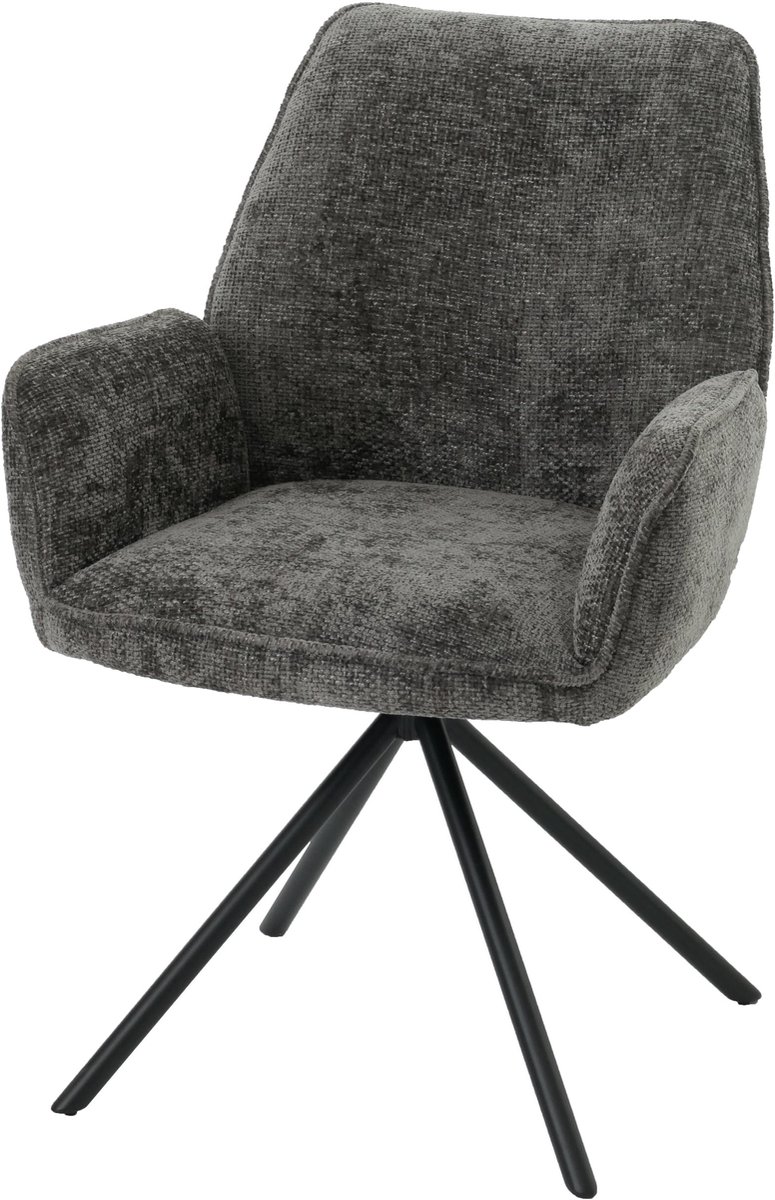 Lot de 6 Chaises de Salle à Manger Capitonnée en Velours Gris - Style Classique & Design - Pieds en Bois Massif Noir - L50 x P41 cm - Maison