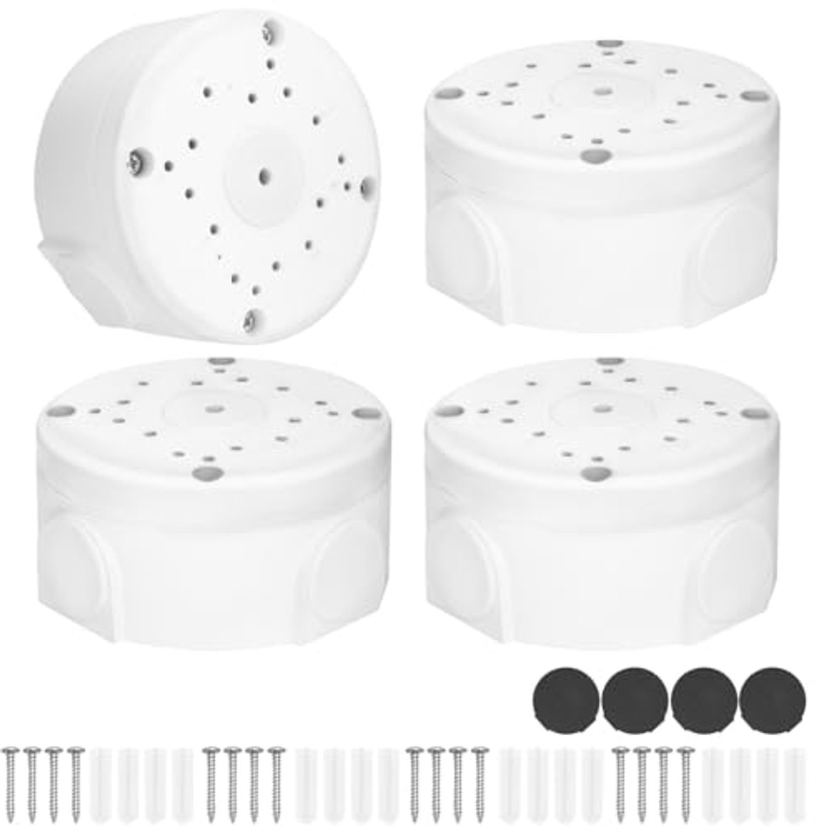 ® 4 Stuks Camera Aansluitdoos van Aluminium, Waterdichte Kabelbox voor Bulletcamera's, voor Wand- en Plafondmontage